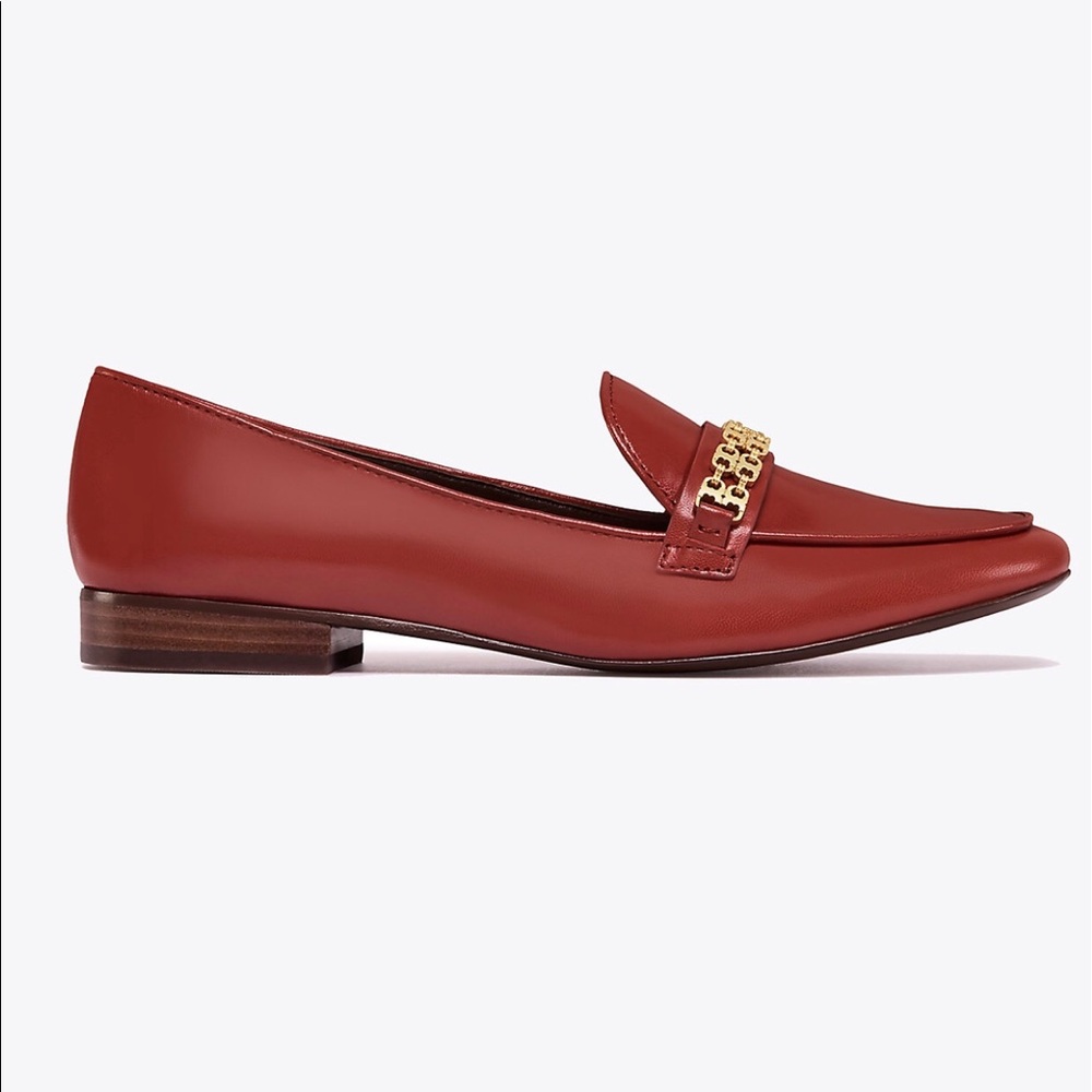 Tory Burch Red/Gold Gemini Link Loafers sz 7